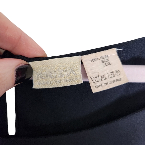 Krizia 100% silk lined tailored cap sleeve dress italian size 38 US 4 soft black - Picture 4 of 8